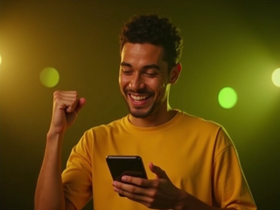 Apostador comemorando um saque que caiu no Pix